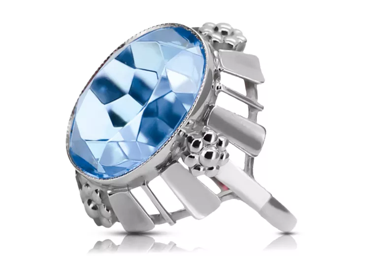 Aquamarine Sterling silver 925 Ring Vintage Jewlery vrc043s